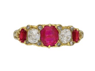 Antique Burmese ruby diamond carved ring hatton garden berganza