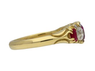 Antique Burmese ruby diamond carved ring hatton garden berganza