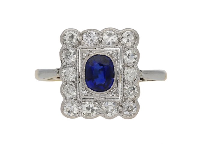 Antique sapphire diamond ring berganza hatton garden