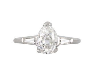 Art Deco drop shape diamond ring, American hatton garden