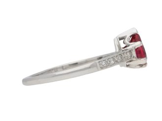 front view vintage Burmese ruby diamond ring hatton garden berganza 