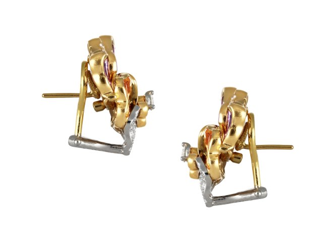 Oscar Heyman Brothers pansy earrings, American.