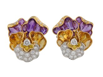 Oscar Heyman Brothers pansy earrings, American, circa 1960.