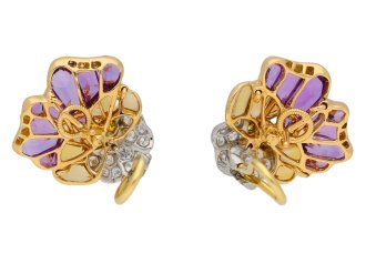 Oscar Heyman Brothers pansy earrings, American, circa 1960.