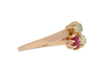 front view antique ruby diamond dapphire ring berganza hatton garden