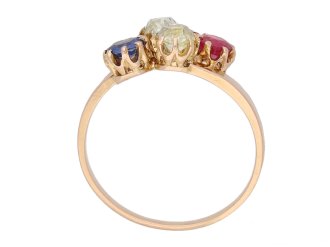 front view antique ruby diamond dapphire ring berganza hatton garden