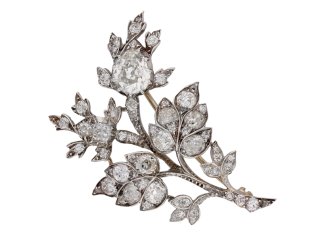 front view antique Diamond floral brooch berganza hatton garden