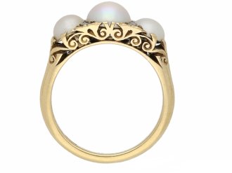 front view antique pearl carved ring berganza hatton garden