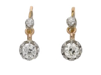 front view antique diamond drop earrings berganza hatton garden