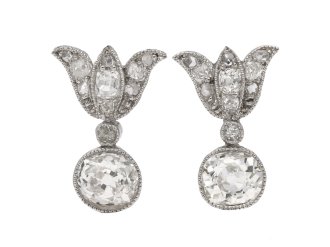 Diamond drop earrings, circa 1920 