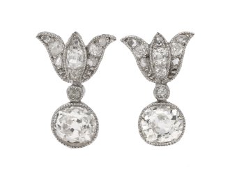 front view antique diamond stud earrings berganza hatton garden