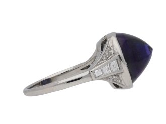 Art Deco colour change sapphire ring berganza hatton garden