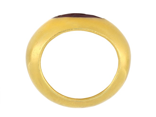 Ancient Roman Dionysus intaglio ring, circa 2nd century AD. 