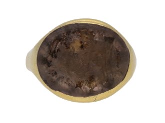 Renaissance gold 'Bamme Family' signet ring with rock crystal seal, circa 16th-17th century.