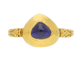 Medieval sapphire ring, circa 14th century. Hatton garden 