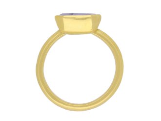 Post Medieval sapphire ring, English, circa 17th century AD. Hatton Garden