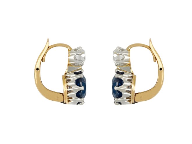 Edwardian sapphire and diamond earrings, circa 1905.