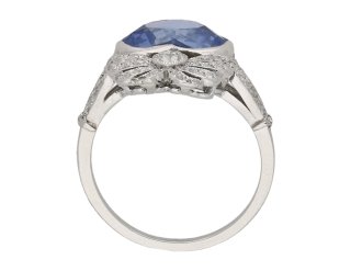 Heart shaped Ceylon sapphire and diamond ring hatton garden