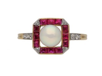 front antique pearl ruby diamond ring berganza hatton garden