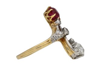 Antique ruby and diamond crossover ring hatton garden berganza