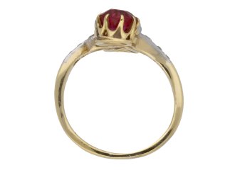 Antique ruby and diamond crossover ring hatton garden berganza