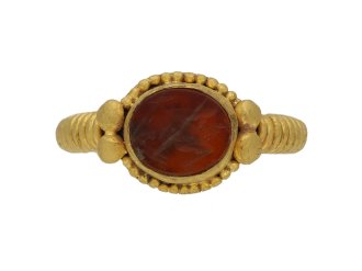 Ancient Roman ring with Faunus intaglio berganza hatton garden