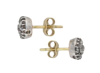 Antique diamond coronet cluster earrings, English, circa 1880.
