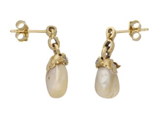 Natural pearl and diamond earrings berganza hatton garden