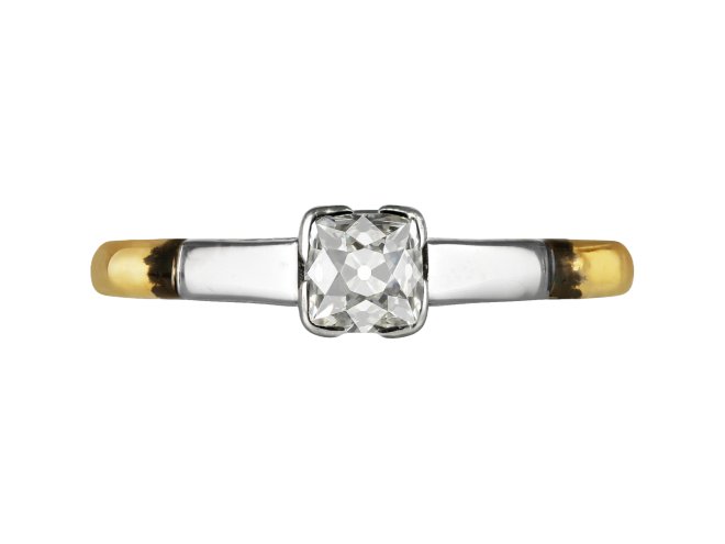 Old mine diamond solitaire ring, English, circa 1905.