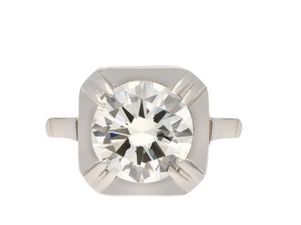 Art Deco diamond solitaire ring, French, circa 1935. Hatton Garden