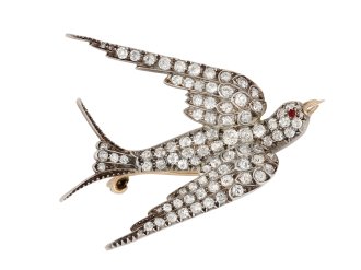Victorian diamond swallow brooch circa 1890 Hatton garden