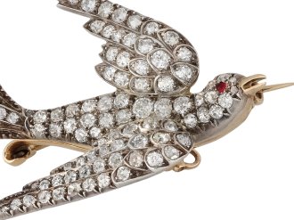 Victorian diamond swallow brooch circa 1890 Hatton garden