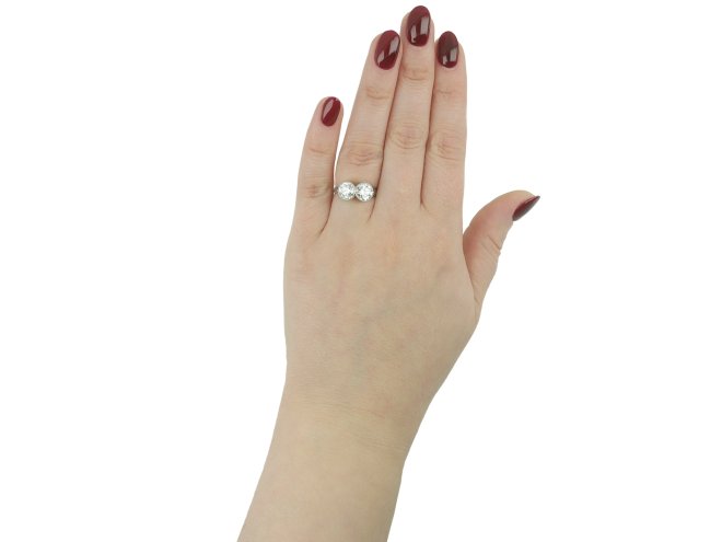 Edwardian diamond two stone ring, English, circa 1910.