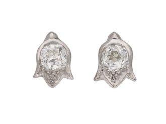 Art Deco diamond stud earrings, English, circa 1935.