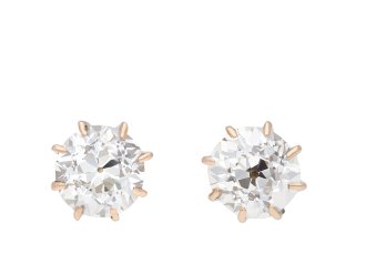 Victorian diamond stud earrings, circa 1900. Hatton Garden