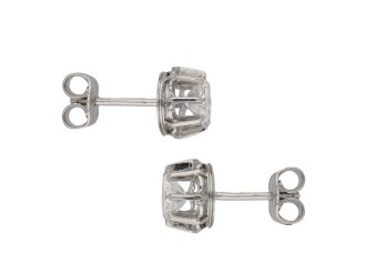 Vintage diamond stud earrings, circa 1950.