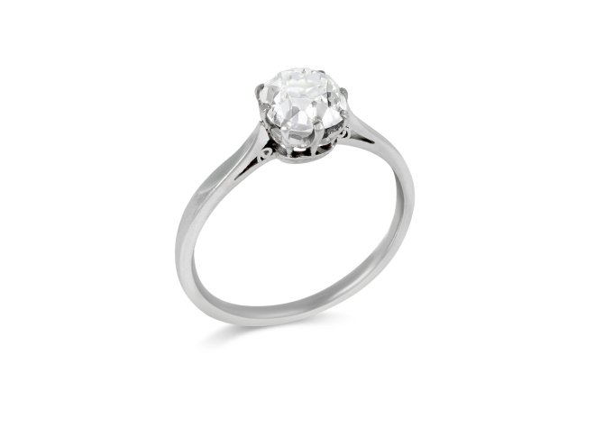 Edwardian old mine diamond solitaire ring, English, circa 1910.