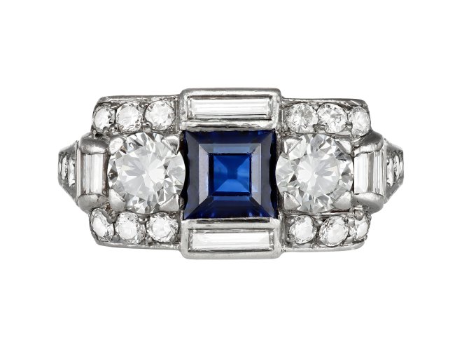 Tiffany & Co. sapphire and diamond ring, American, circa 1920 30