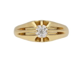 Victorian solitaire diamond ring, circa 1890.