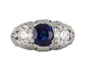 Antique sapphire and diamond three stone ring hatton garden