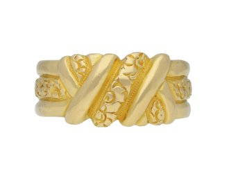 Antique carved gold wedding ring, circa 1888.