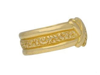 Antique carved gold wedding ring, circa 1888.