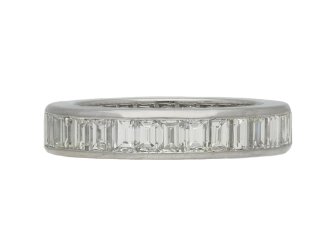 Vintage baguette diamond set eternity ring, circa 1950. 