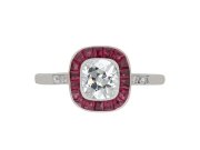 Diamond and ruby target ring, French, circa 1915.