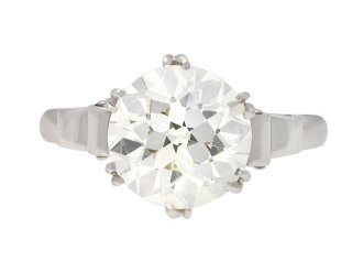 Art Deco solitaire diamond engagement ring, English, circa 1935. Hatton Garden
