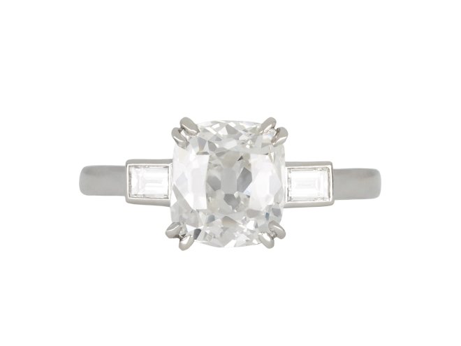Art Deco cushion shape old mine diamond ring, English, circa 1930.