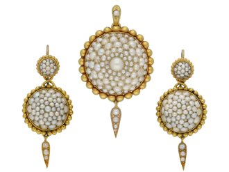 Victorian natural pearl suite, circa 1890.