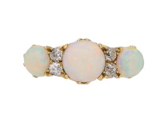 Antique opal and diamond ring, circa 1890.