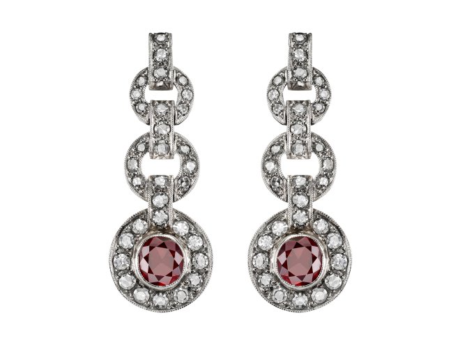 Burmese ruby and diamond earrings.
