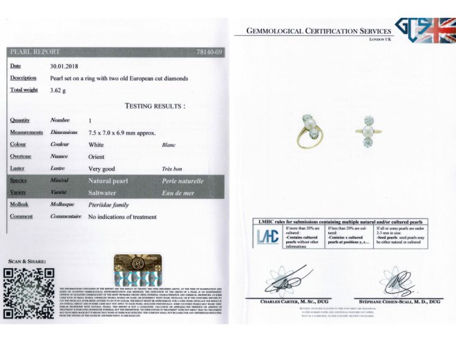 Belle &Eacute;poque natural pearl diamond ring berganza hatton garden